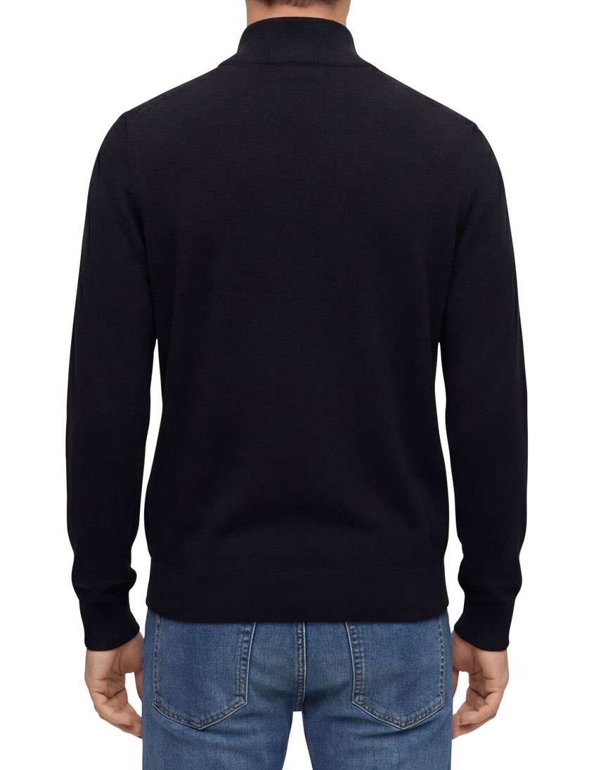 Effen half zip BOSS Black donkerblauw