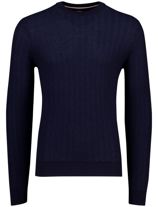 Boss Black Habito trui navy gebreid effen