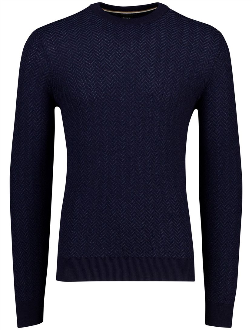 Boss Black Habito trui navy gebreid katoen