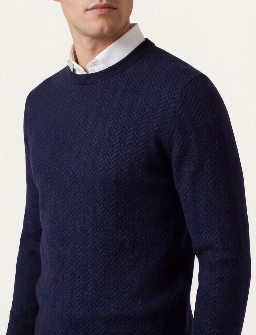 Boss Black Habito trui navy gebreid katoen