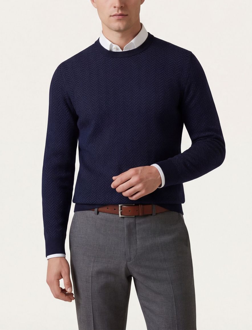 Boss Black Habito trui navy gebreid effen