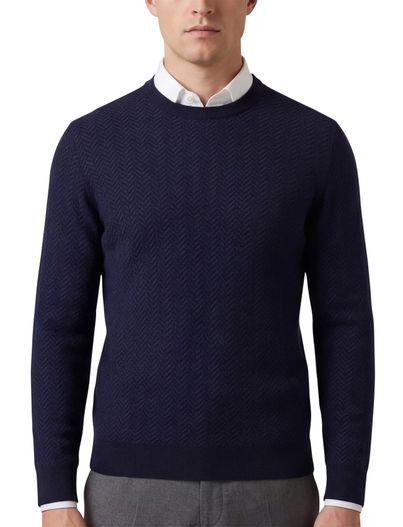 Hugo Boss Boss Black Habito trui navy gebreid katoen