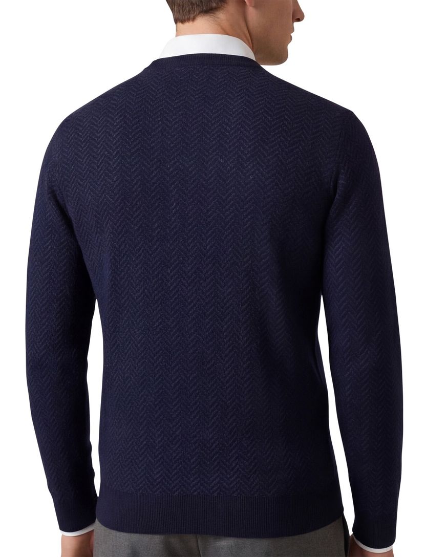 Boss Black Habito trui navy gebreid katoen