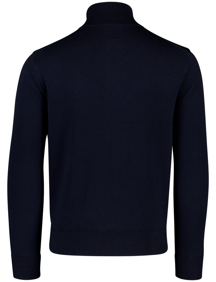 vest Boss Black donkerblauw normale fit effen katoen