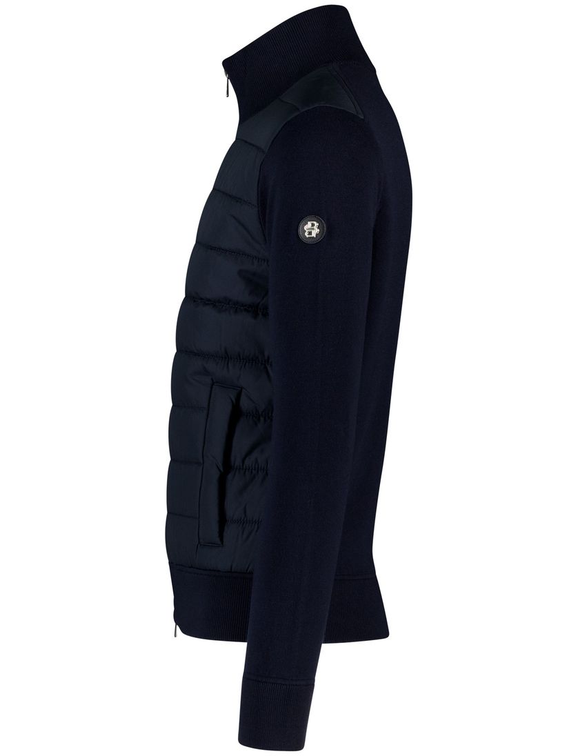 vest Boss Black donkerblauw normale fit effen katoen