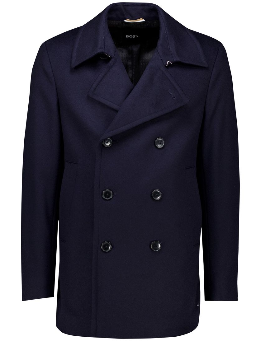 Boss Black h-hyde wollen winterjas donkerblauw