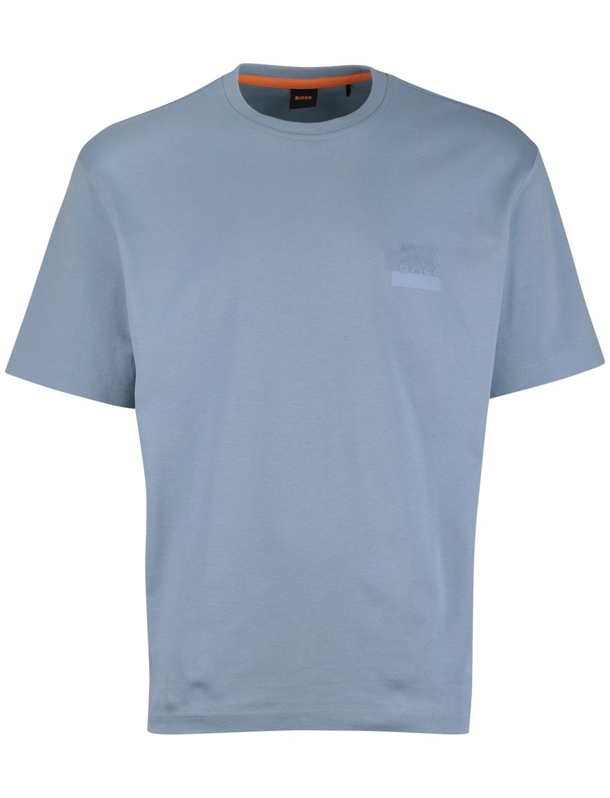 BOSS Orange T-shirt backprint blauw katoen
