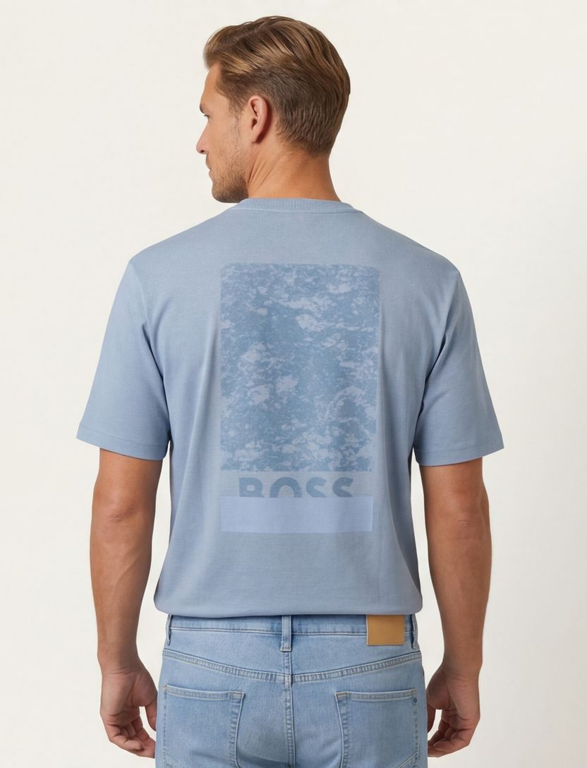 Boss Orange t-shirt katoen blauw Te-snow backprint