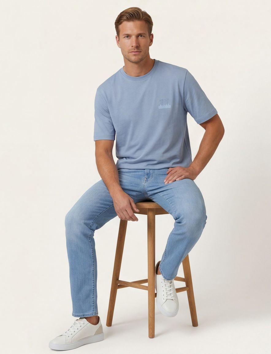 BOSS Orange T-shirt backprint blauw katoen