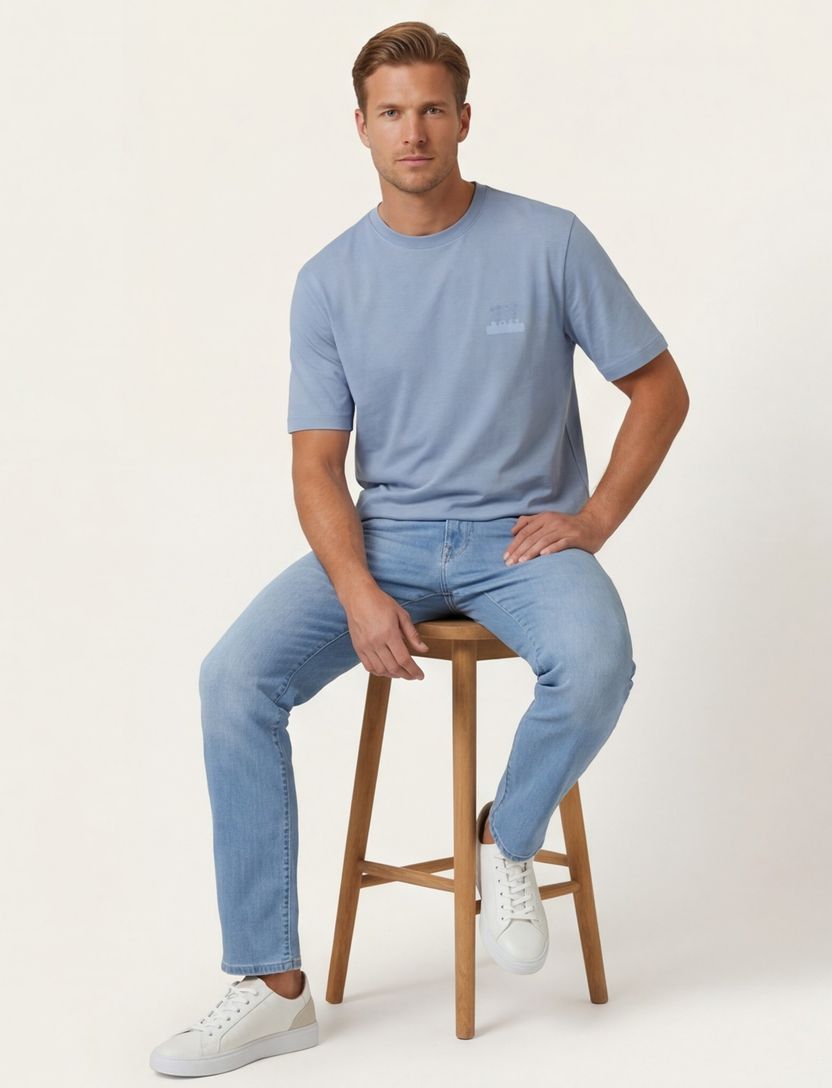 Boss Orange t-shirt katoen blauw Te-snow backprint