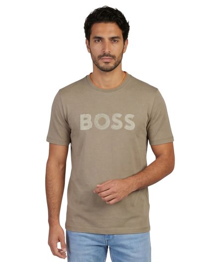 Hugo Boss Boss Orange T-shirt bruin logo katoen