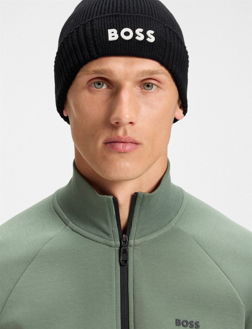 BOSS Green muts Asic Beanie-X zwart katoen