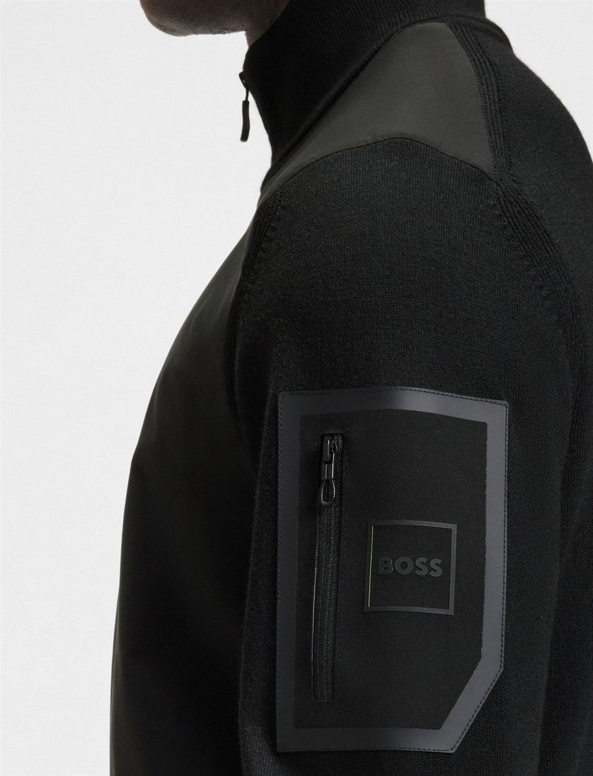 Boss Green vest zwart regular fit effen