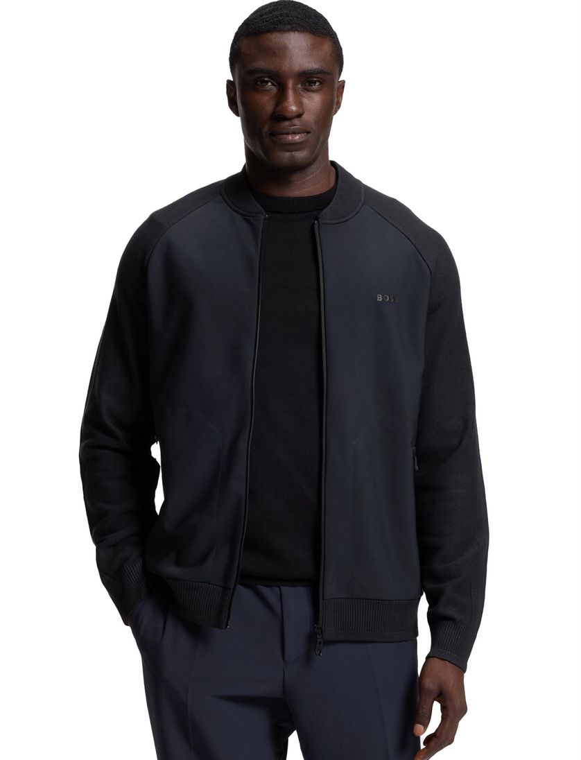 Boss Green vest donkerblauw effen viscose