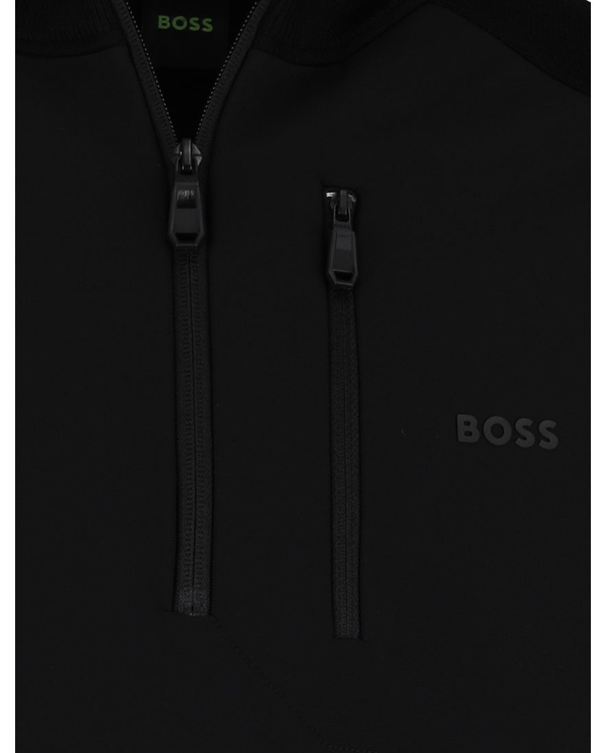 Boss Green Civic trui half zip effen zwart normale fit