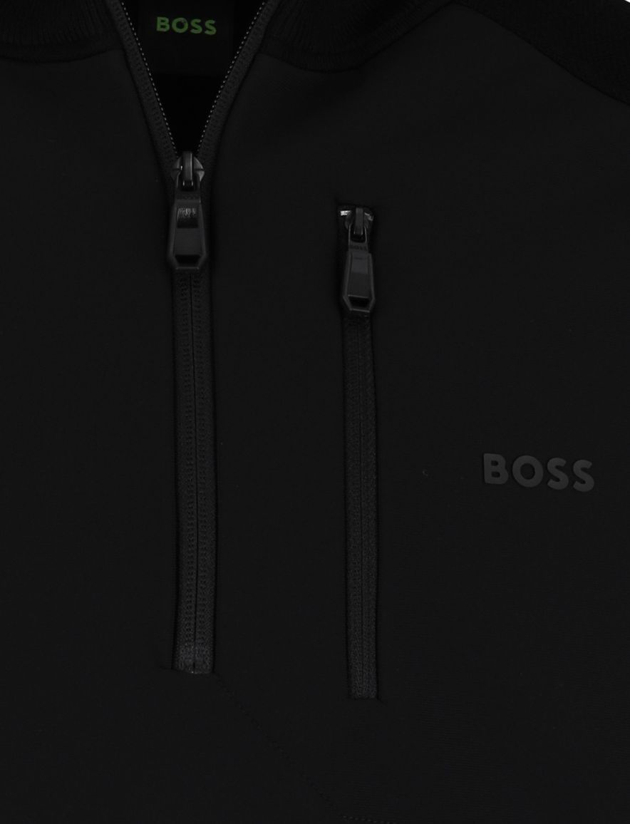 Boss Green Civic trui half zip effen zwart normale fit
