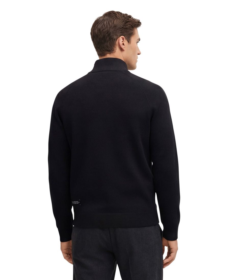 Boss Green Civic trui half zip effen zwart normale fit