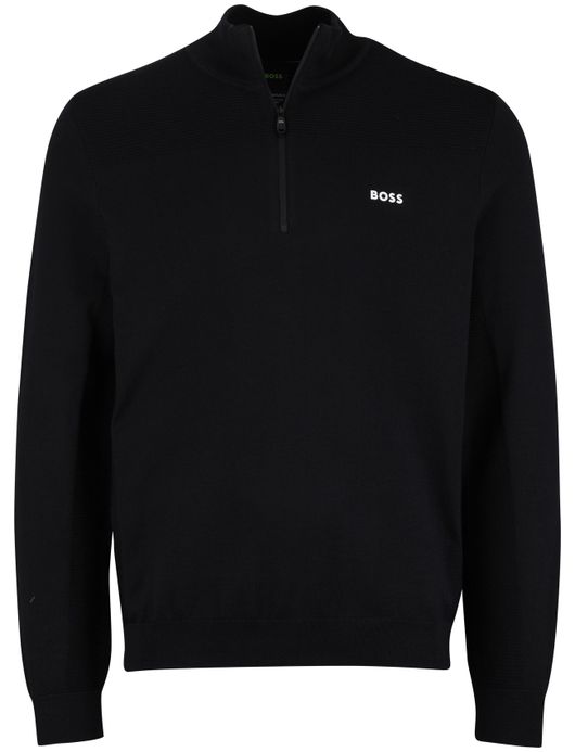 Boss Green Momentum-X half zip trui zwart effen normale fit