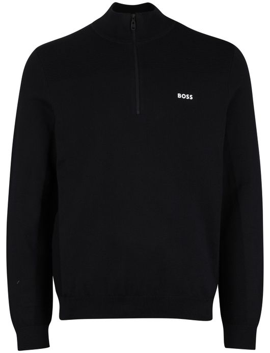 Boss Green Momentum-X half zip trui zwart effen normale fit
