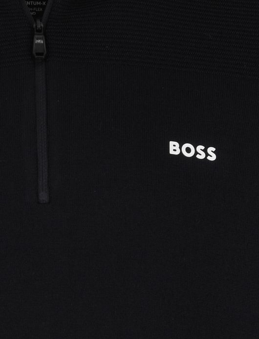 Boss Green Momentum-X half zip trui zwart effen normale fit