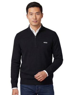 Hugo Boss Trui half zip Boss Green Momentum-X normale fit effen zwart
