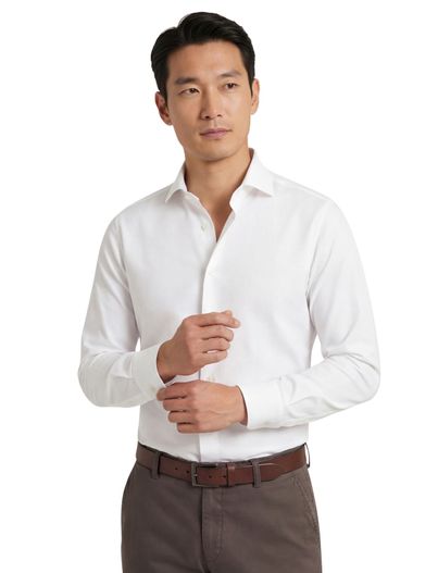 Cavallaro Cavallaro Napoli zakelijk overhemd wit semi-wide spread boord