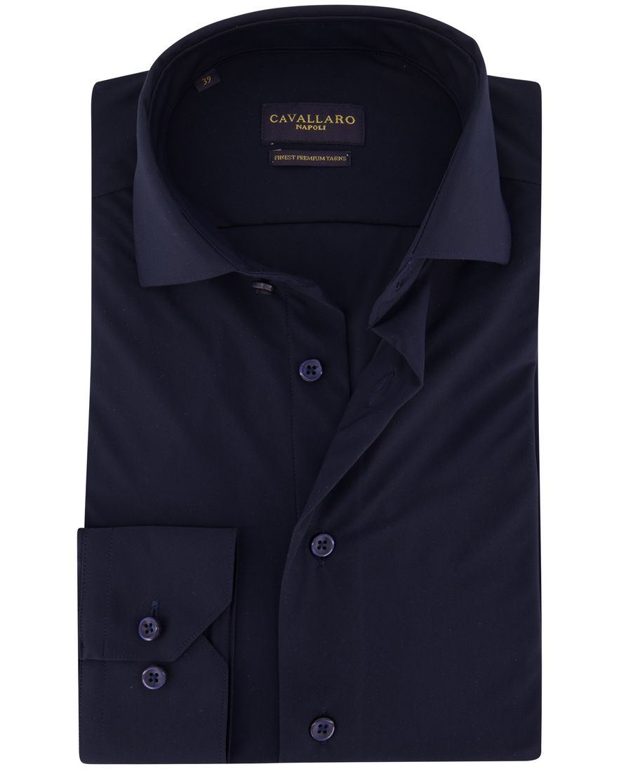 Cavallaro Napoli business overhemd donkerblauw stretch