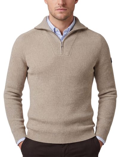 Cavallaro trui Cavallaro bruin half zip effen