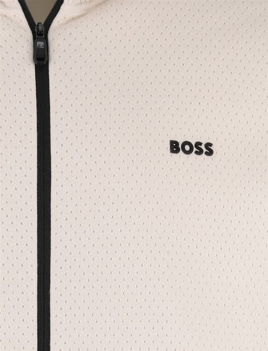 Boss Green vest beige zwarte rits effen
