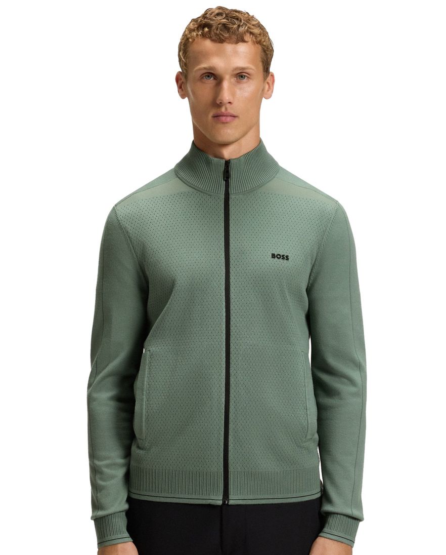 Boss Green vest groen viscose effen regular fit