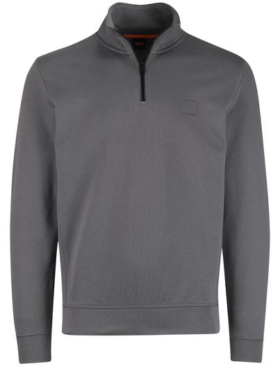 Hugo Boss Boss Orange trui half zip Zetrust grijs normale fit