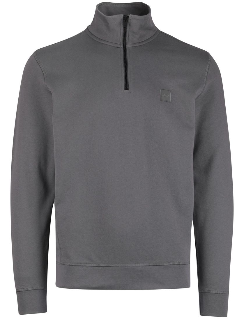 Boss Orange trui half zip Zetrust grijs normale fit
