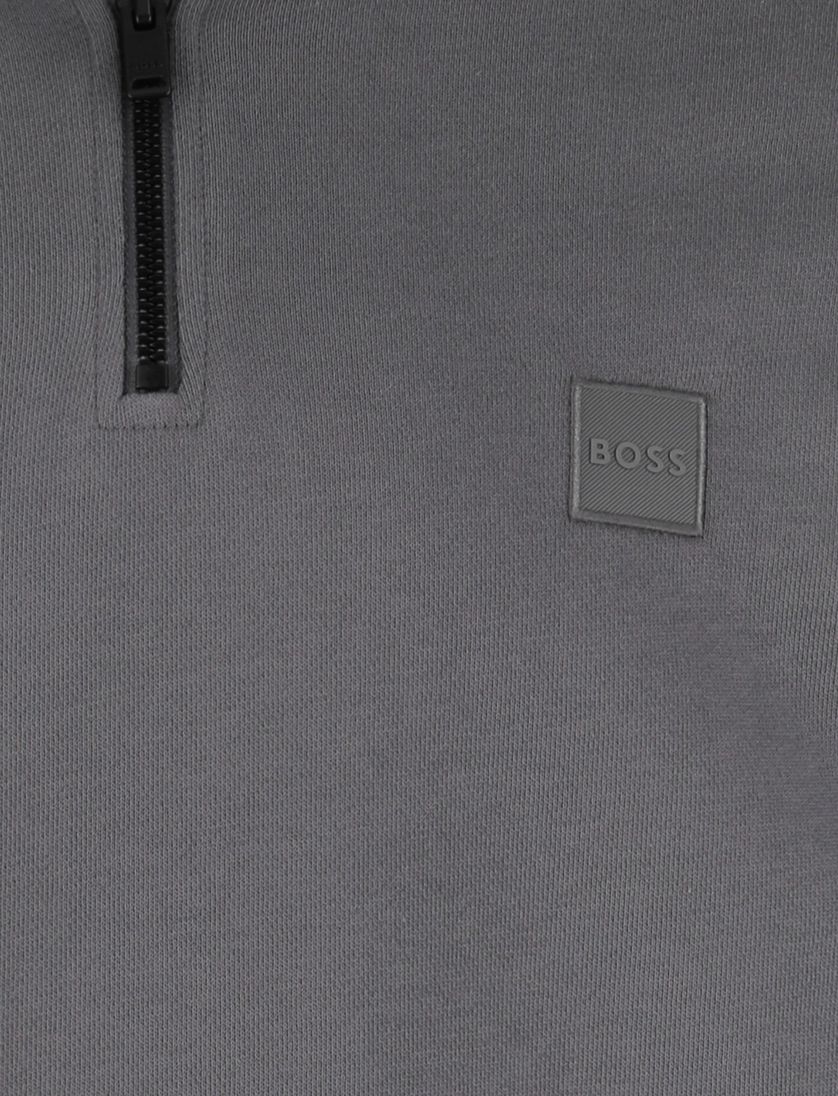 Boss Orange trui half zip Zetrust grijs normale fit