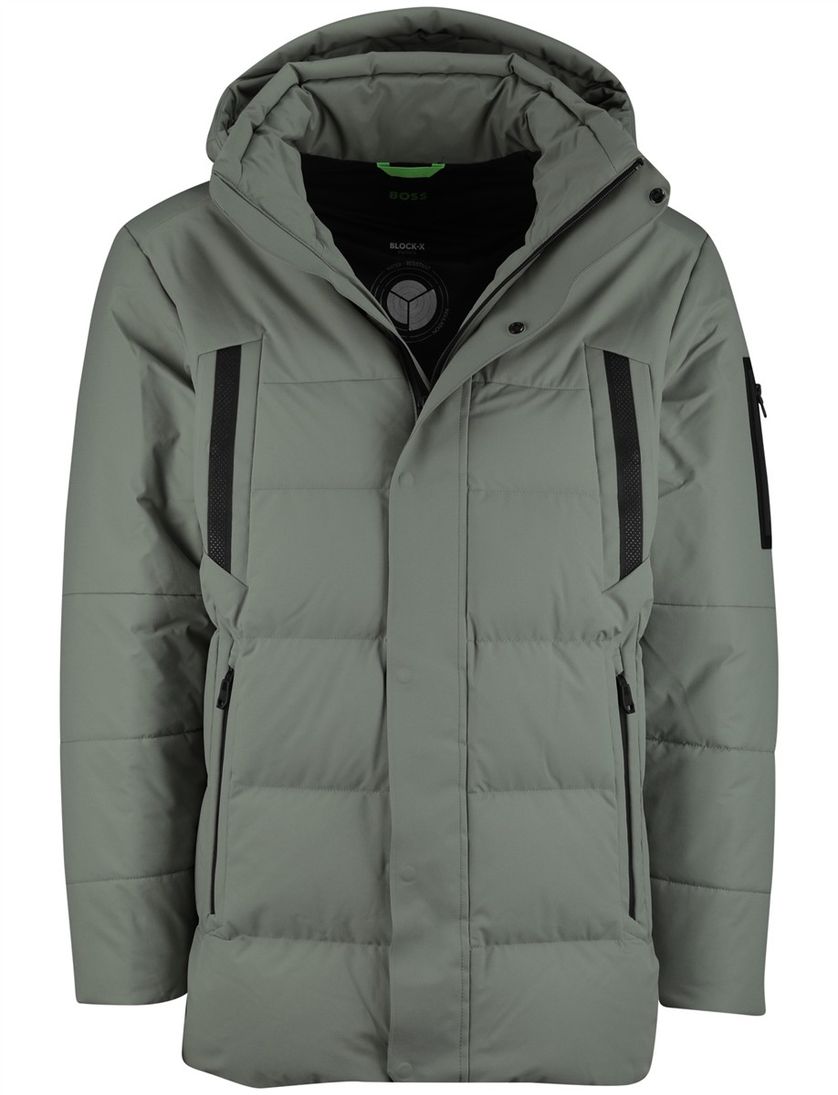 Boss Green winterjas groen capuchon normale fit