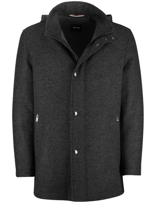 BOSS Black H-Camron manteljas grijs navy wol