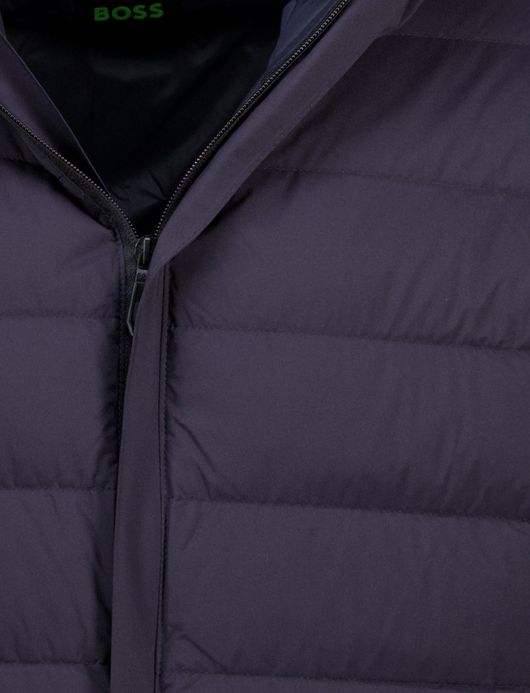 Tussenjas Boss Green donkerblauw met capuchon