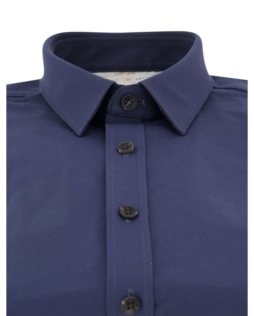 Cast Iron overhemd donkerblauw effen slim fit katoen