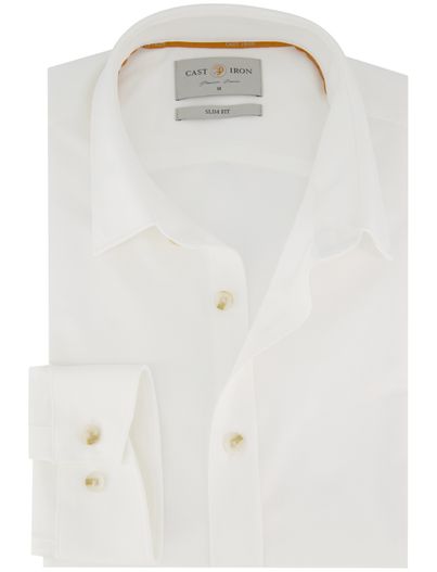 Cast Iron Cast Iron casual overhemd wit slim fit semi-wide spread boord