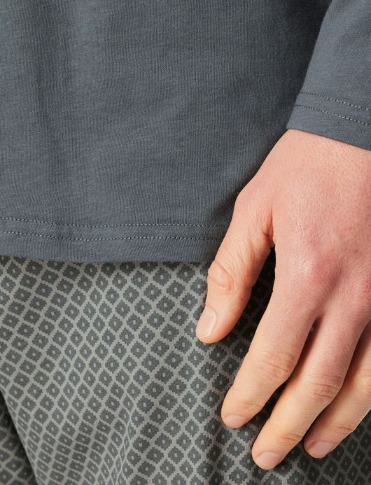 Schiesser pyjama set jersey katoen lange mouw blauw geprint