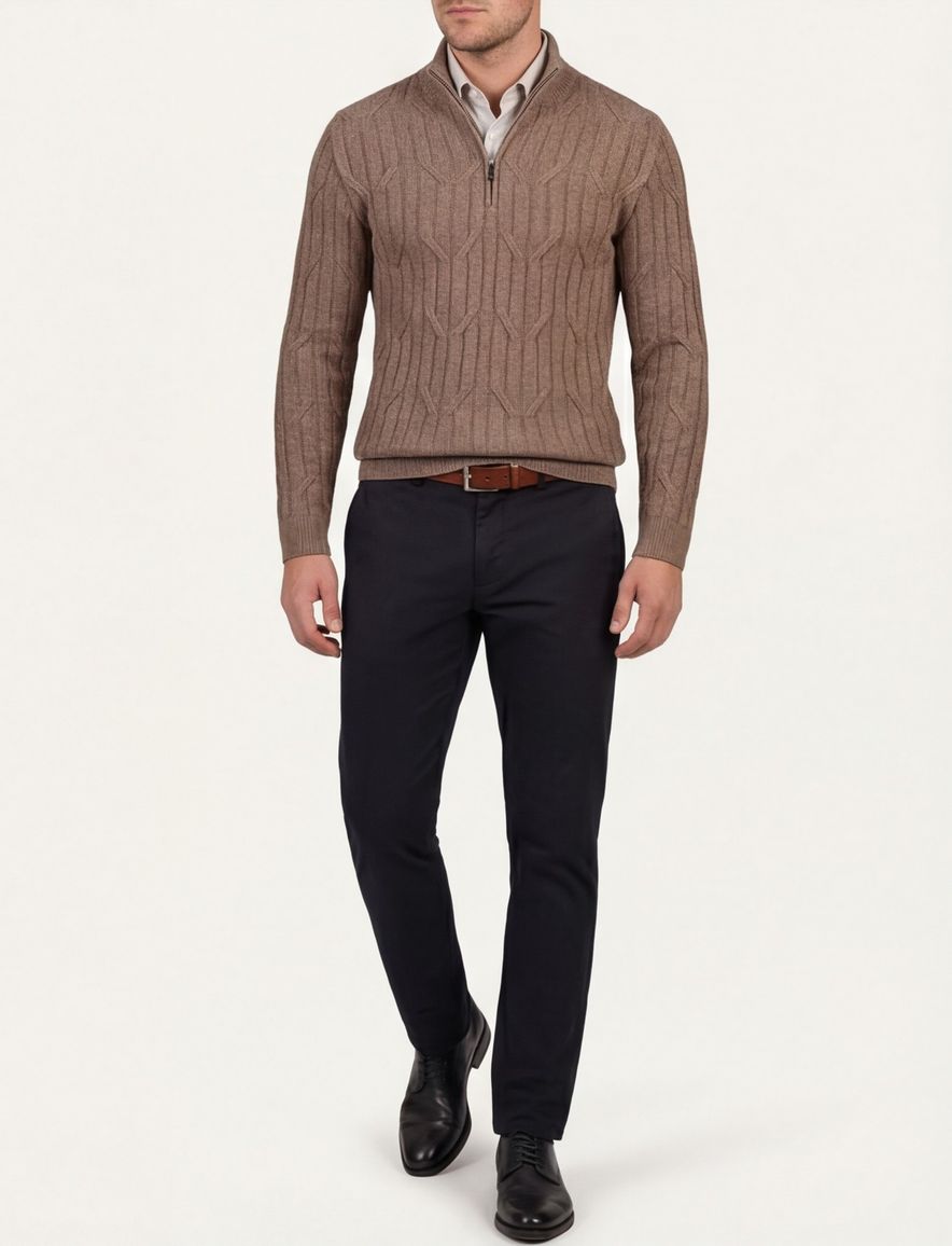 Cavallaro Organto half zip pullover bruin