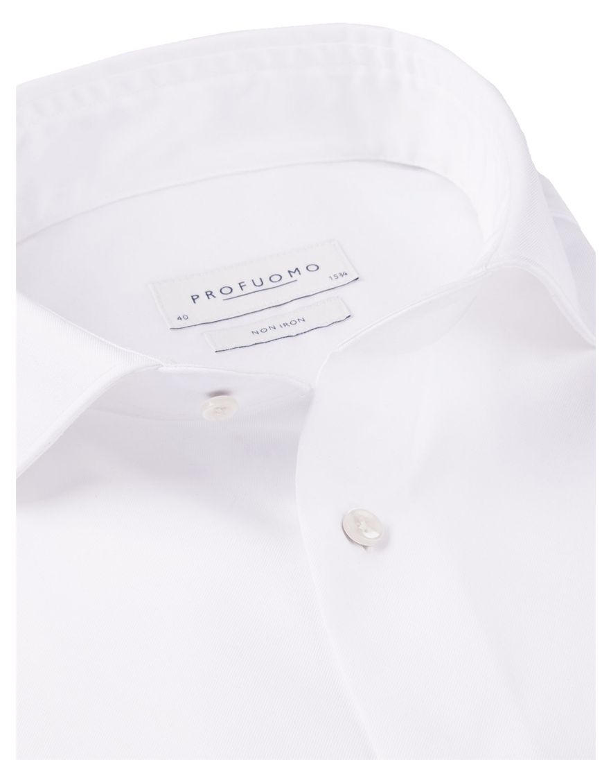 Profuomo Wit two ply twill overhemd effen