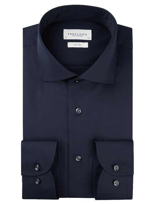 Profuomo Navy two ply twill overhemd ml7