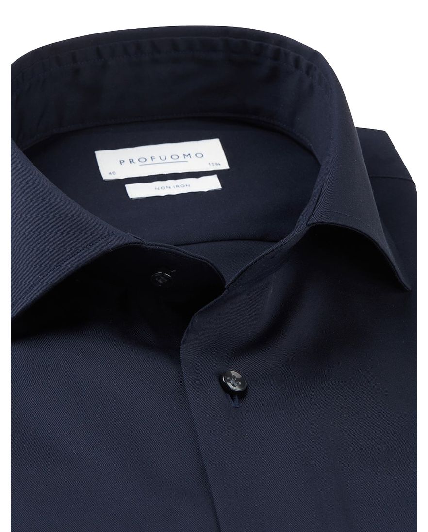 Profuomo Navy two ply twill overhemd ml7 effen