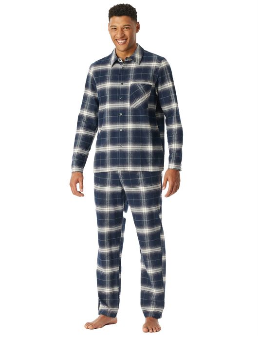 Schiesser Pyjama blauw geruit