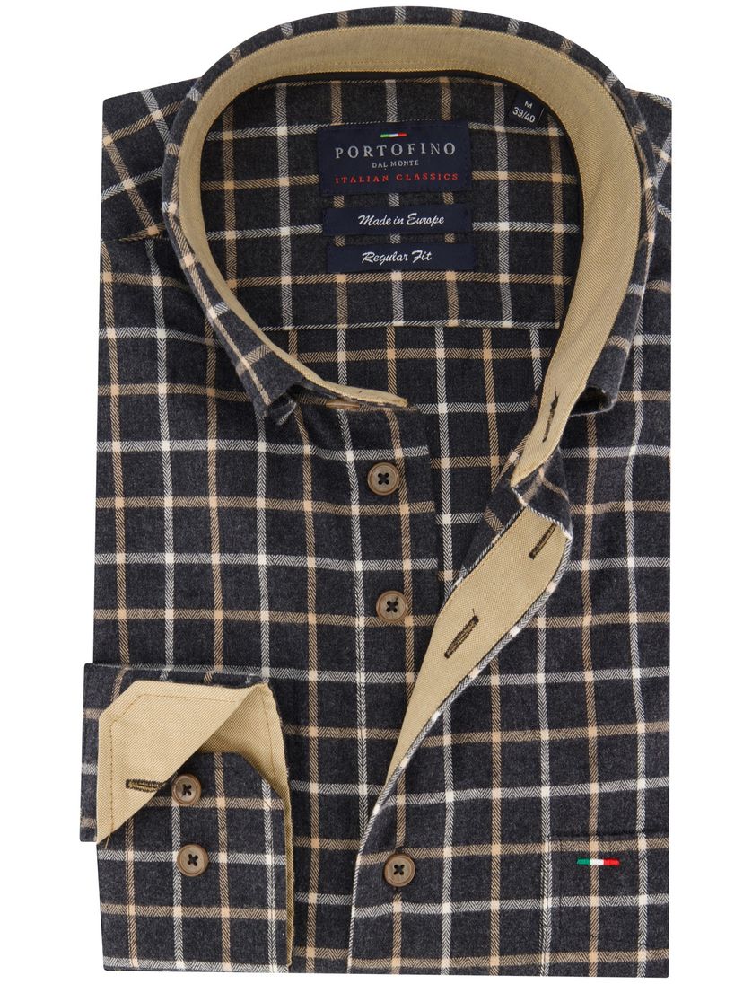 Overhemd Portofino Regular Fit camel geruit