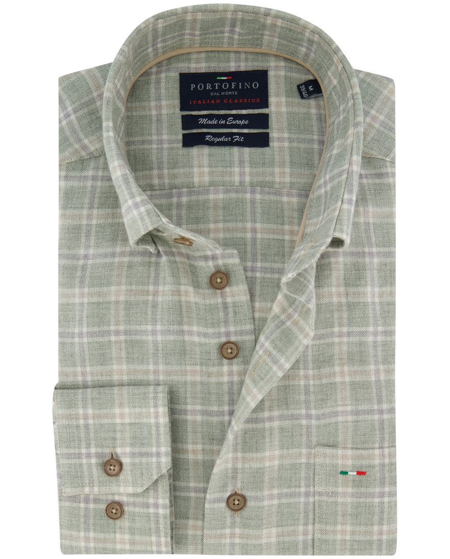 Groen regular fit geruit overhemd Portofino