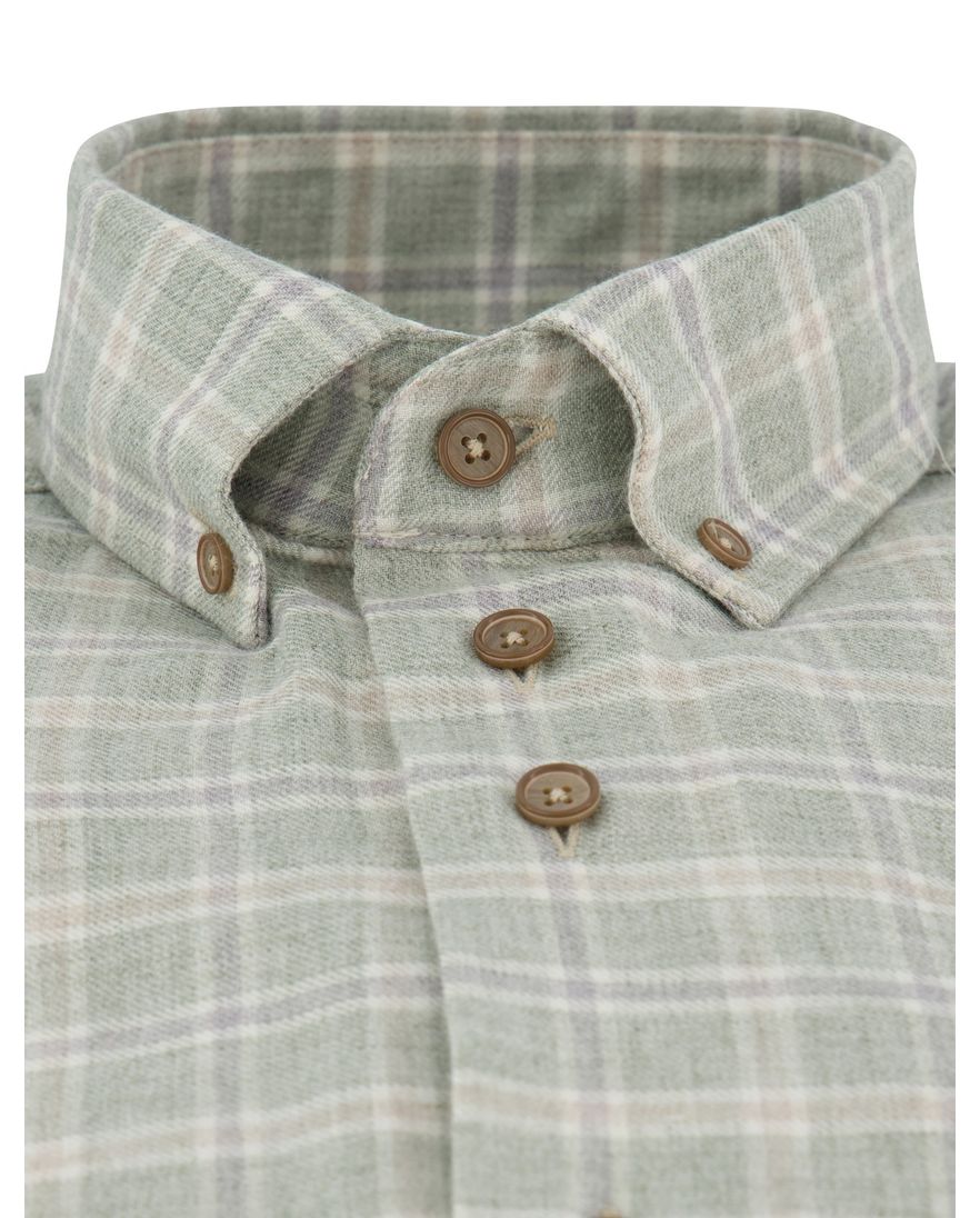 Groen regular fit geruit overhemd Portofino