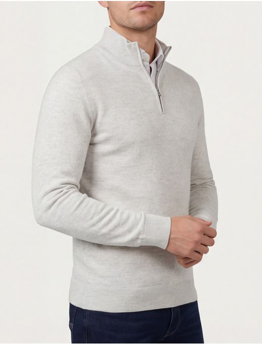 Cavallaro Trui Half Zip grijs merinowol