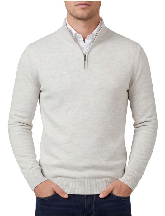 Cavallaro Trui Half Zip grijs merinowol