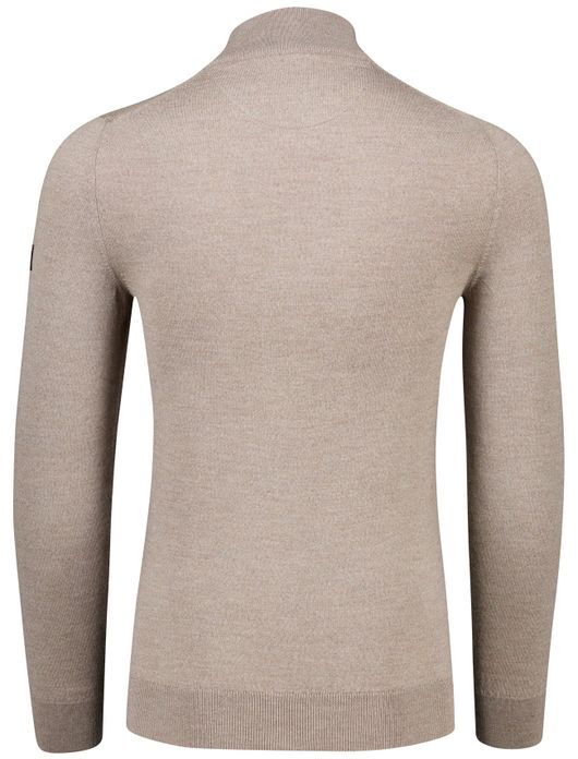 Cavallaro trui effen beige half zip merinowol